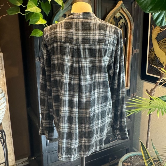 Madewell Terrence lace up pop over plaid flannel wool blend top - Picture 8 of 14